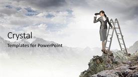 Presentation with professional growth ladder - Presentation design enhanced with strive - image of businesswoman standing background and a light gray colored foreground