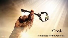  Presentation with struggle - PPT theme featuring strive - key in human hand struggle background and a lemonade colored foreground