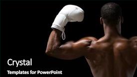  Presentation with fight two boxer boxing - PPT layouts consisting of strive - rear view of a boxer background and a black colored foreground