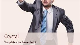  Presentation with running - Colorful PPT layouts enhanced with strive - running businessman on white background backdrop and a sky blue colored foreground