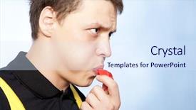  Presentation with referee - Presentation theme featuring strive - this male referee has gone background and a sky blue colored foreground