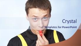  Presentation with referee - Audience pleasing PPT theme consisting of strive - this male referee has gone backdrop and a sky blue colored foreground
