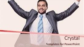  Presentation with tape - Beautiful PPT theme featuring strive - triumphant businessman in front backdrop and a lemonade colored foreground