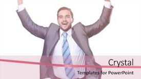  Presentation with tape - Colorful PPT theme enhanced with strive - triumphant businessman in front backdrop and a coral colored foreground