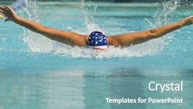  Presentation with stroke - Slide set enhanced with stroke during a swimming race background and a  colored foreground