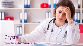  Presentation with stroke - Amazing presentation design having stroke headache - aged female doctor working backdrop and a  colored foreground