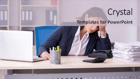  Presentation with stroke - Presentation with stroke headache - middle-aged female employee suffering background and a light gray colored foreground