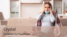  Presentation with stroke - Beautiful presentation design featuring stroke headache - sick pregnant woman suffering backdrop and a coral colored foreground