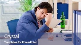  Presentation with employee - Colorful presentation design enhanced with stroke headache - young businessman employee drinking backdrop and a ocean colored foreground