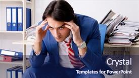  Presentation with unhappy - Beautiful theme featuring stroke headache - young businessman employee unhappy backdrop and a navy blue colored foreground
