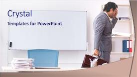  Presentation with employee - Beautiful slide deck featuring stroke headache - young handsome businessman employee backdrop and a sky blue colored foreground