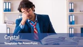  Presentation with office farewell - Beautiful presentation design featuring stroke headache - young handsome businessman sitting backdrop and a ocean colored foreground