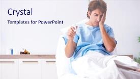  Presentation with stroke - Slides with stroke headache - young male patient lying background and a sky blue colored foreground