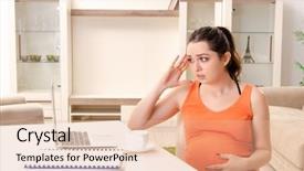  Presentation with stroke - Slides consisting of stroke headache - young pregnant woman working background and a coral colored foreground