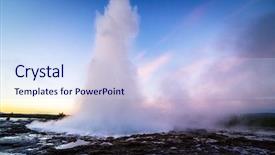  Presentation with on shedding and eruption o - PPT theme enhanced with strokkur geyser eruption golden circle background and a sky blue colored foreground