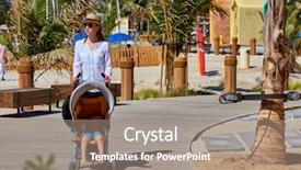  Presentation with mother baby and nurse - Beautiful presentation theme featuring beach boardwalk united arab emirates backdrop and a coral colored foreground