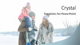  Presentation with winter family - Theme with ferroutage - parents with child as family background and a white colored foreground
