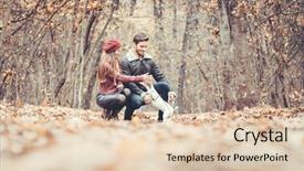  Presentation with sad woman walking - Presentation theme featuring woman and man petting background and a lemonade colored foreground