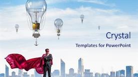  Presentation with super hero - Colorful slide set enhanced with strong and powerful as super backdrop and a sky blue colored foreground
