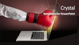  Presentation with strong - Beautiful slide deck featuring strong arm boxing laptop screen backdrop and a  colored foreground