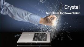  Presentation with strong - PPT layouts featuring strong arm boxing laptop screen background and a  colored foreground