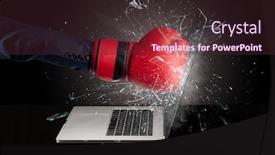  Presentation with strong - Presentation theme enhanced with strong arm boxing laptop screen strongly background and a tawny brown colored foreground
