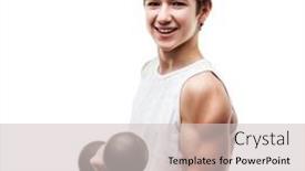  Presentation with muscle - PPT theme featuring strong-athlete-man-training-bicep background and a soft green colored foreground