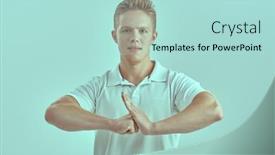 Presentation with active lifestyle - Slide deck with strong-athletic-young-man background and a  colored foreground