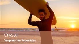  Presentation with resort - Amazing presentation design having strong-bearded-man-in-wetsuit backdrop and a coral colored foreground