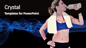  Presentation with blue design - Amazing theme having strong blonde drinking from water bottle against blue design backdrop and a wine colored foreground