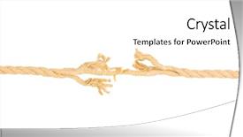  Presentation with rope - Slide deck having strong bonds - breaking rope isolated on white background and a  colored foreground