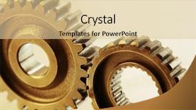  Presentation with gears - Audience pleasing presentation theme consisting of strong bonds - closeup of two metal cog backdrop and a lemonade colored foreground