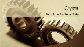  Presentation with gears - Amazing PPT theme having strong bonds - closeup of two metal cog backdrop and a lemonade colored foreground