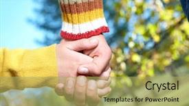  Presentation with outdoors - Cool new theme with strong bonds - photo of human hands holding backdrop and a yellow colored foreground