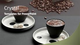  Presentation with black ceramic - PPT theme enhanced with strong-coffee-served-in-ceramic background and a tawny brown colored foreground