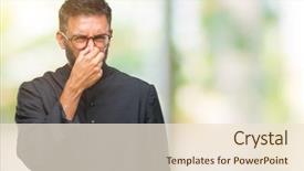  Presentation with special education young adult man - Beautiful theme featuring strong faith - adult hispanic catholic priest man backdrop and a lemonade colored foreground