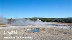  Presentation with faithful - Beautiful presentation design featuring strong faith - geyser eruption in the old backdrop and a gray colored foreground