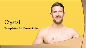  Presentation with guy nude chest - Theme featuring strong faith - handsome shirtless man showing nude background and a yellow colored foreground