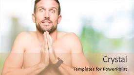  Presentation with guy nude chest - Cool new PPT layouts with strong faith - handsome shirtless man showing nude backdrop and a coral colored foreground