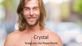  Presentation with long hair man - Beautiful slides featuring strong faith - young handsome shirtless man backdrop and a coral colored foreground