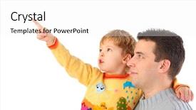  Presentation with points - Colorful slides enhanced with strong family - child on hands at daddy backdrop and a  colored foreground
