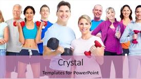  Presentation with group fitness - Cool new theme with strong family - group of fitness people weight backdrop and a coral colored foreground