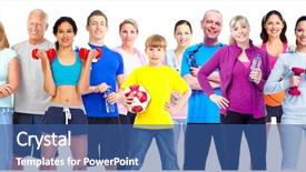  Presentation with group fitness - Slide deck consisting of strong family - group of fitness people weight background and a ocean colored foreground