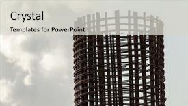  Presentation with strong foundation - Audience pleasing PPT theme consisting of strong foundation - stock rebar at construction backdrop and a light gray colored foreground
