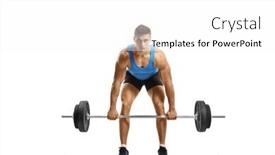  Presentation with lifting weights - Amazing presentation design having strong-guy-lifting-heavy-weights backdrop and a white colored foreground