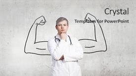  Presentation with strong - Colorful presentation theme enhanced with strong hands behind his back backdrop and a light gray colored foreground