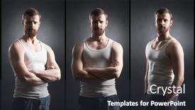  Presentation with black man - Theme featuring strong-handsome-and-bearded-man background and a dark gray colored foreground