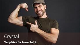  Presentation with black man - PPT layouts having strong-healthy-military-man-showing background and a tawny brown colored foreground