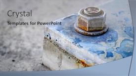  Presentation with nut - Slide set having strong-large-bolt-and-nut background and a light gray colored foreground