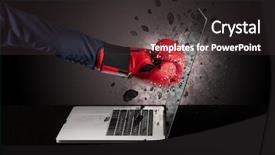  Presentation with strong - Amazing presentation theme having strong male hand breaks laptop backdrop and a  colored foreground